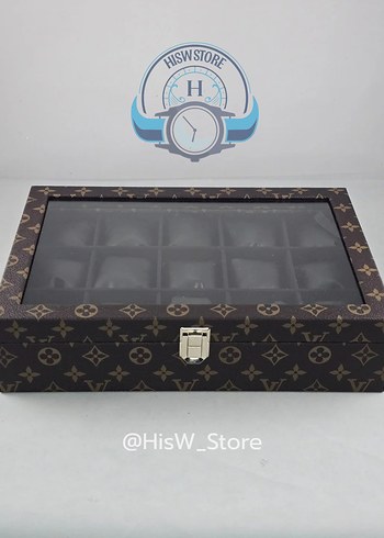 LV Kahverengi Cam Kapaklı Saat Kutusu - Görsel 5