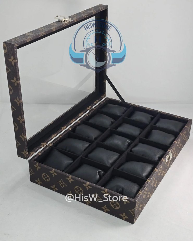 LV Kahverengi Cam Kapaklı Saat Kutusu - Görsel 4