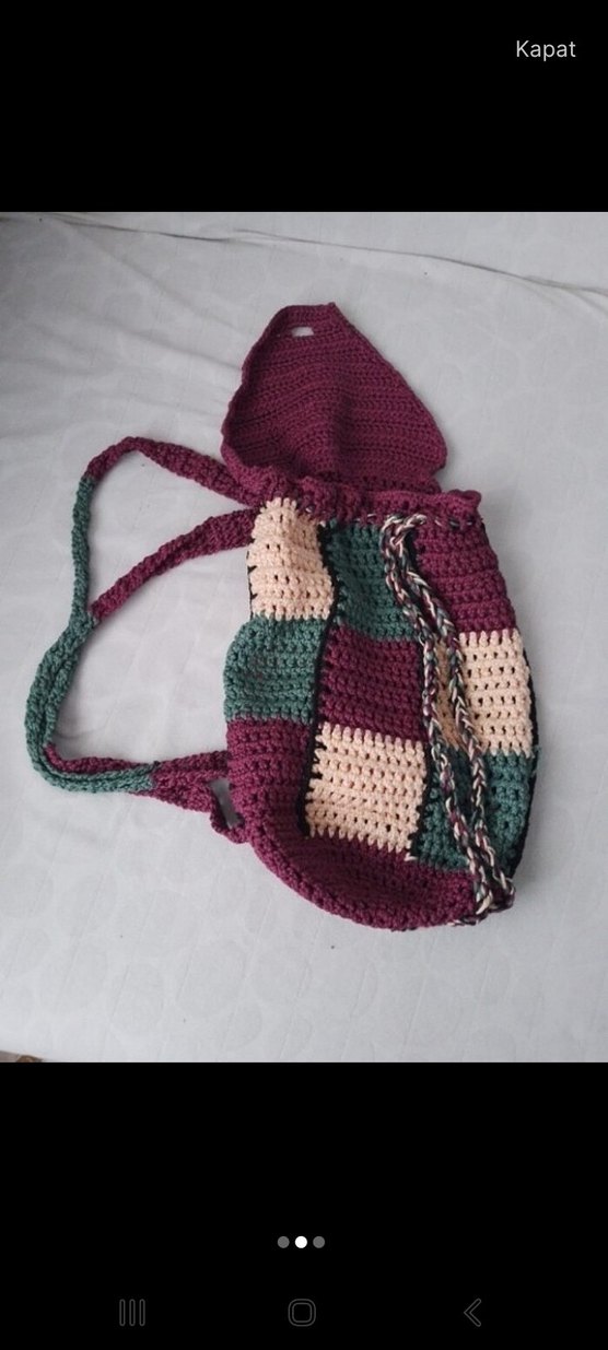 Renkli Örgü Kadın Sırt Çantası - Görsel 2