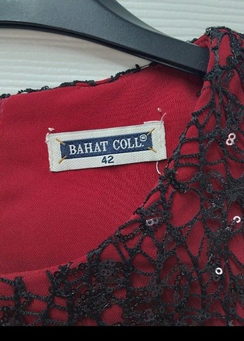 Bordo İşlemeli Uzun Kollu Uzun Elbise - Görsel 5