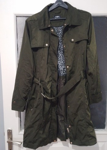 Belli Kemerli Yeşil Hamile Midi Mont - Görsel 2