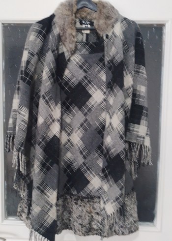 Gri Kürklü Uzun Bohem Kadın Pelerin ve etek - Görsel 4