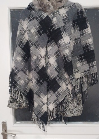 Gri Kürklü Uzun Bohem Kadın Pelerin ve etek - Görsel 2