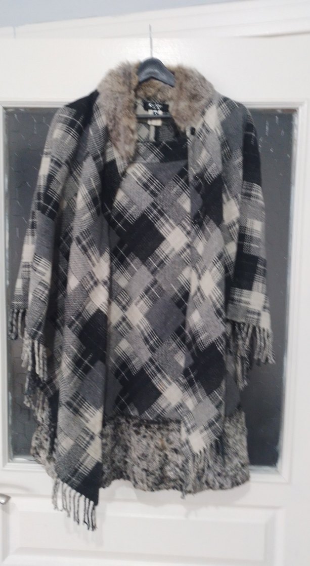 Gri Kürklü Uzun Bohem Kadın Pelerin ve etek - Görsel 4