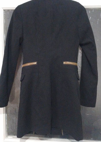 Siyah Süet Fermuarlı Kadın Midi Kaban - Görsel 4