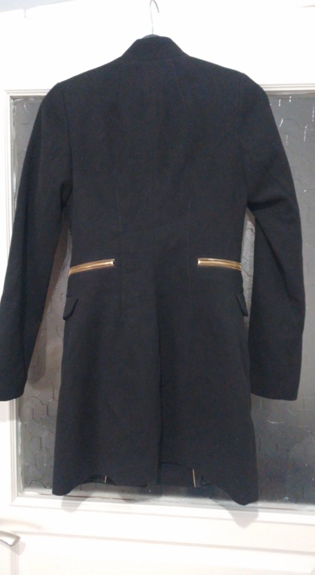 Siyah Süet Fermuarlı Kadın Midi Kaban - Görsel 4