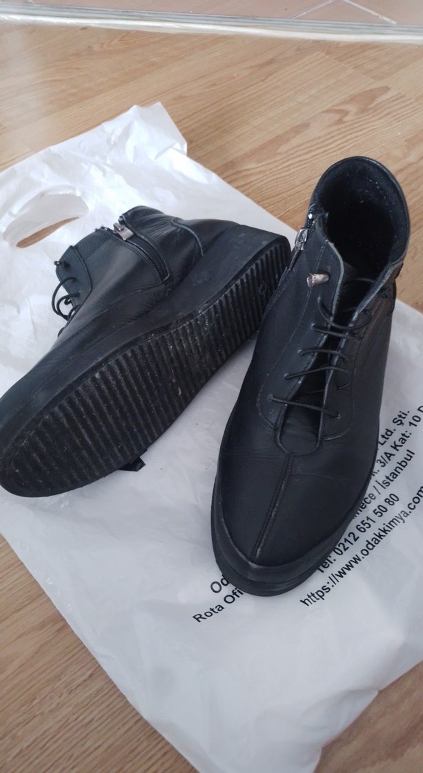 Siyah Kemerli bayan deri Goth Botları - Görsel 3