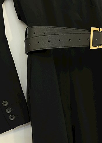 Siyah Deri Kemerli Uzun Tulum - Görsel 5