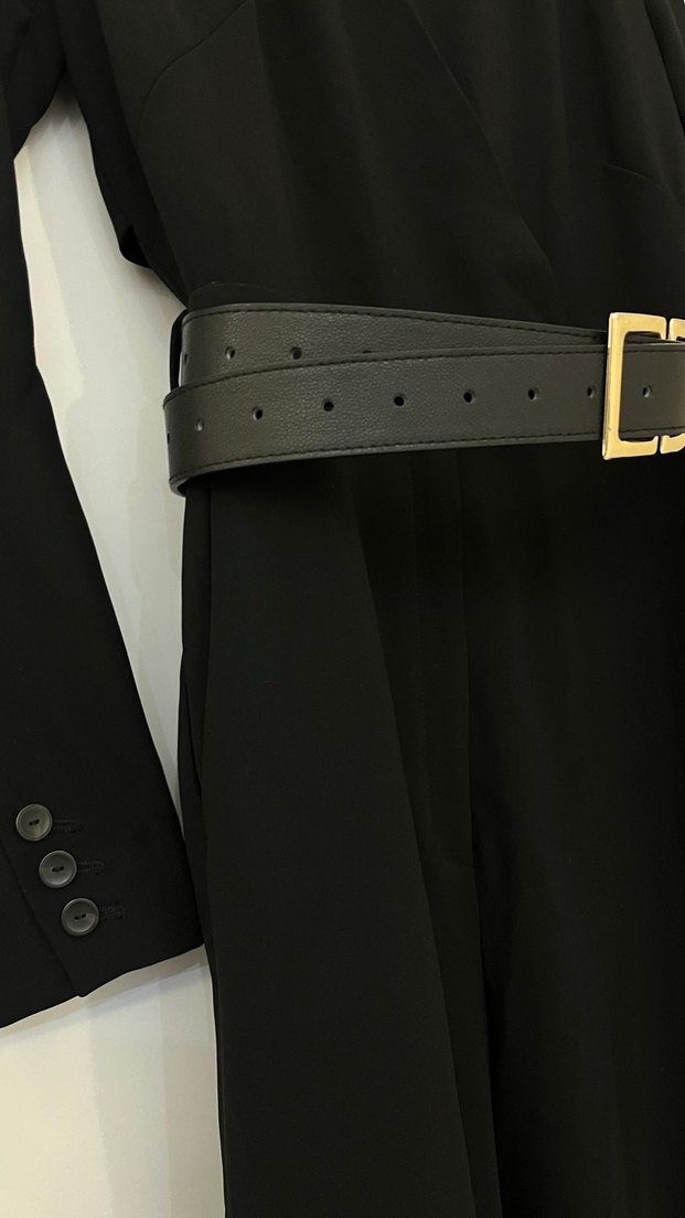 Siyah Deri Kemerli Uzun Tulum - Görsel 5