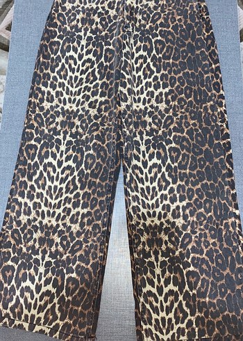 Kahverengi Leopar Desenli Kadın Baggy Pantolon