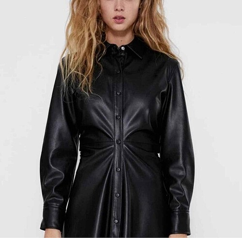 xs Beden Suni deri Zara midi elbise Xs