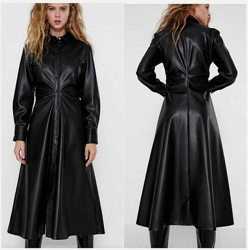 Zara Suni deri Zara midi elbise Xs