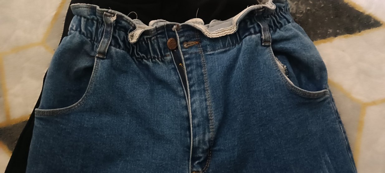 Kadın Mavi Belden Kemerli Salaş Kot Pantolon - Görsel 2