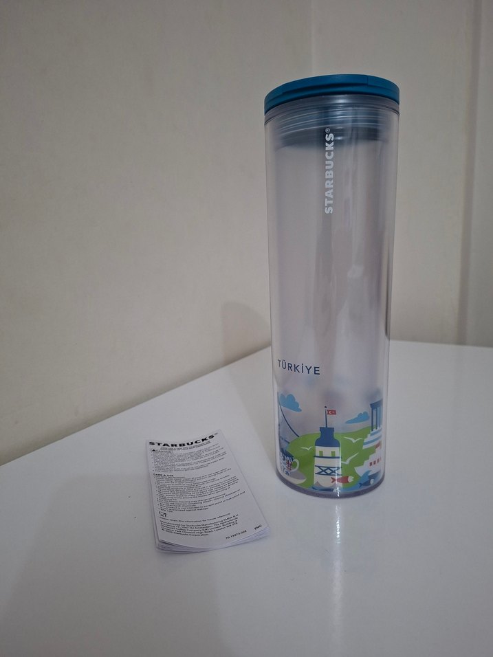 Mavi Starbucks Türkiye Temalı Plastik Tumblerdır - Görsel 2
