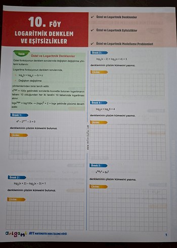 Tammat Yayınları AYT matematik Ders İşleme Föyleri - Görsel 3