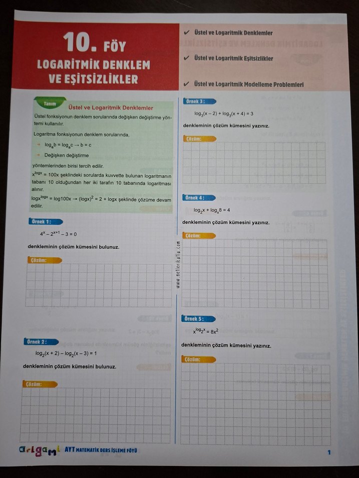 Tammat Yayınları AYT matematik Ders İşleme Föyleri - Görsel 3