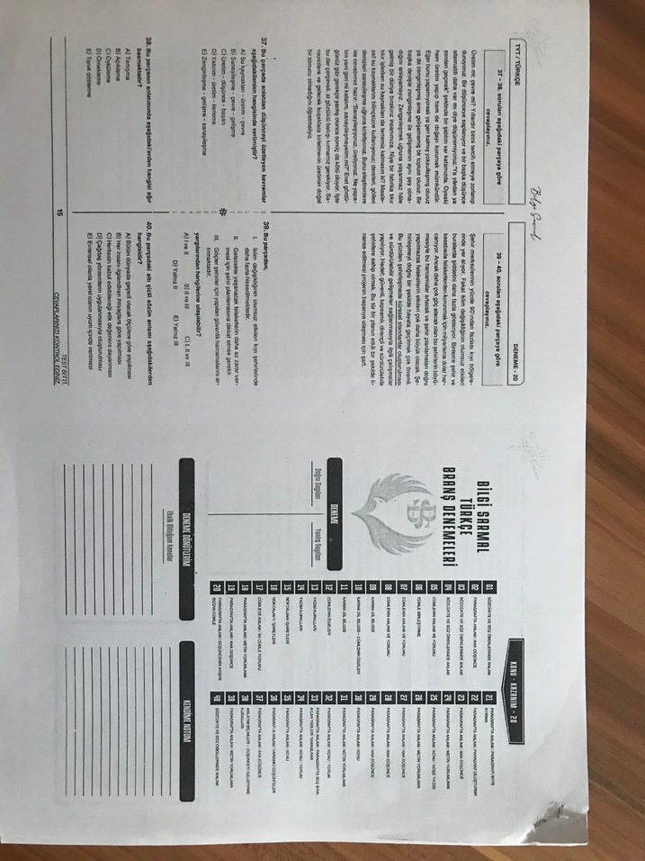 Bilgi Sarmal   ve Apotemi Tyt  Türkçe deneme - Görsel 5