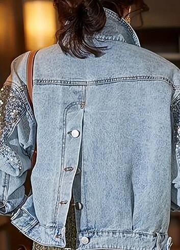 Zara İthal oversize Pullu Kot Ceket