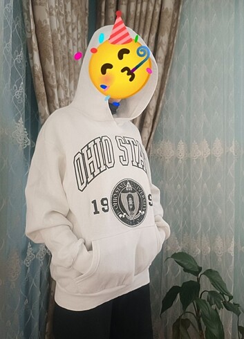 LC Waikiki Beyaz Baskılı Kapüşonlu Sweatshirt