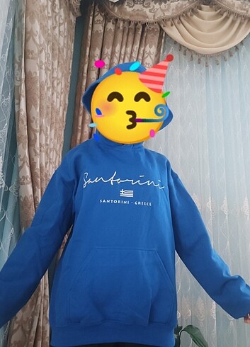 s Beden Lacivert Kapüşonlu Yazılı Sweatshirt