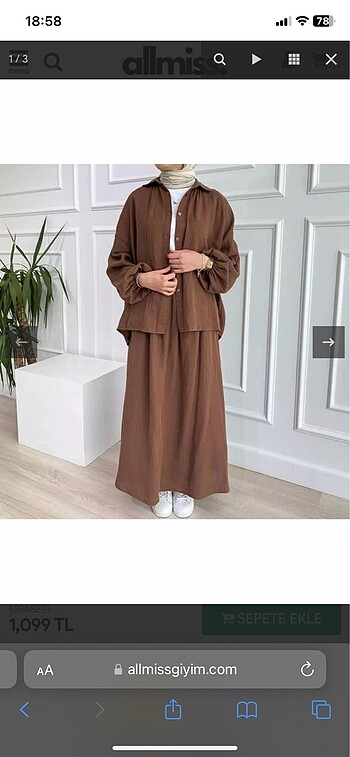 Diğer Müslin etek gömlek takım - taba