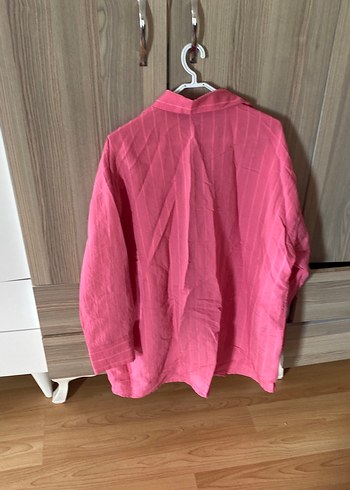Pembe Keten Kadın Gömlek