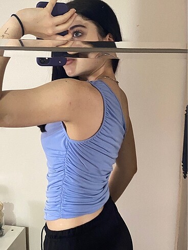 Mavi büzgülü body