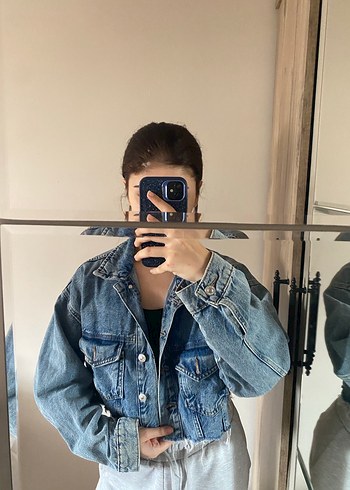 Kadın Mavi Denim Kot Ceket