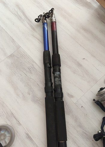 Diğer Gri ve Siyah Olta Makinesi Setleri 4 adet kamış 5 adet makina