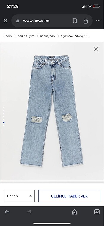 40 Beden Açık Mavi Straight Fit