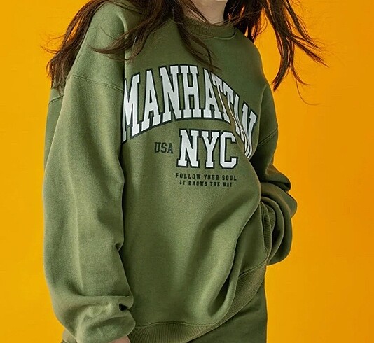yeşil baskılı sweat