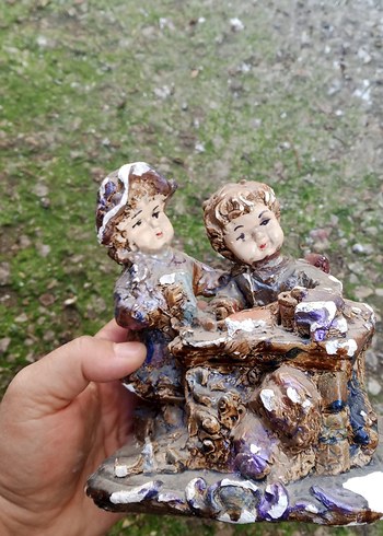 Kahverengi Çocuk Figürlü Dekoratif Biblo - Görsel 3