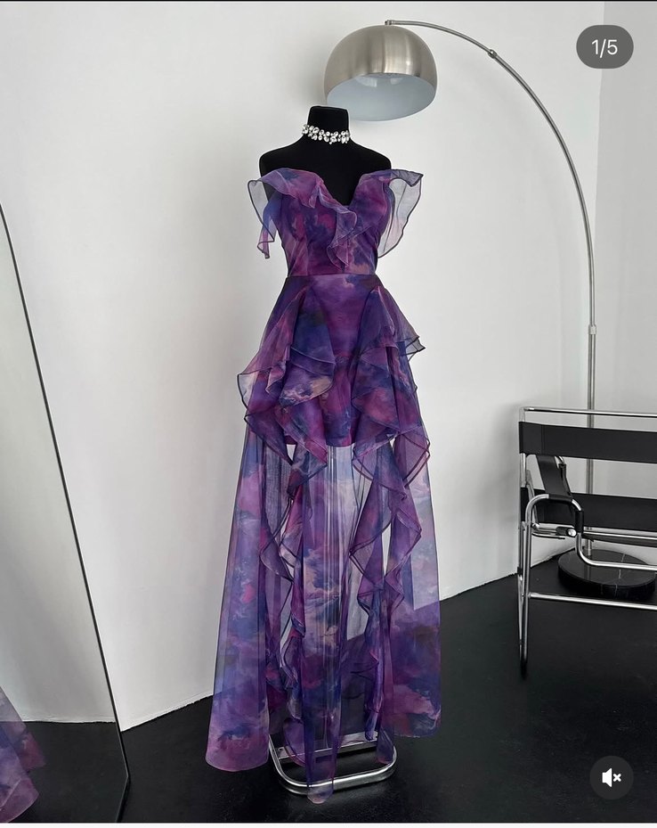 Mor Straplez Uzun Elbise - Görsel 3