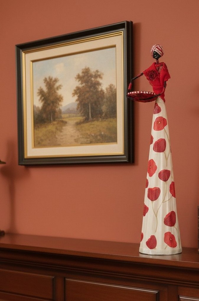 Afrikalı kadın biblo, dekoratif aksesuar - Görsel 3