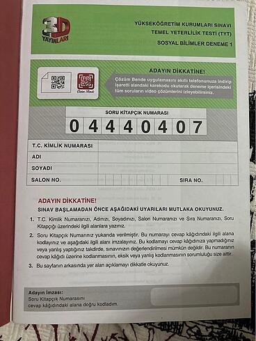  3d TYT sosyal bilimler denemesi