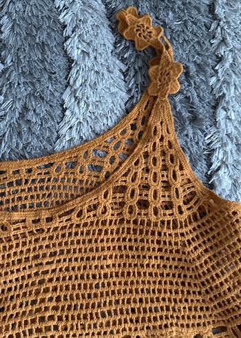 Bej Örgü Bohem Kadın Süveter - Görsel 2