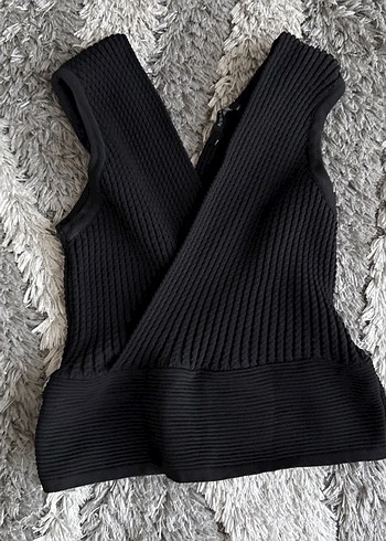 Siyah V Yaka Kolsuz Triko Süveter - Görsel 2