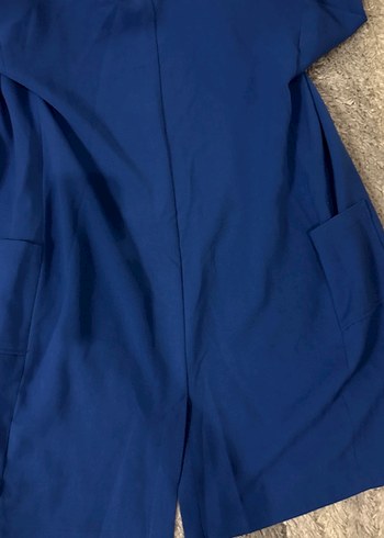 Mavi Uzun Düğmeli Kadın Kaban - Görsel 4