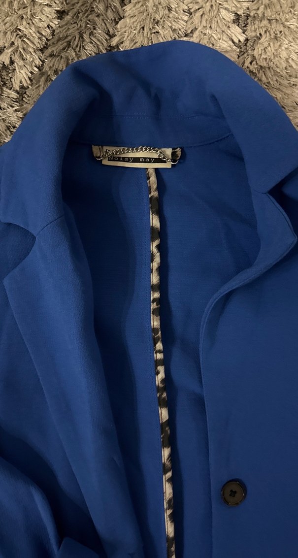 Mavi Uzun Düğmeli Kadın Kaban - Görsel 2