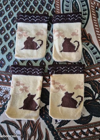 Nakışlı Örgü Bohem Tarzı Kahverengi Kedi Giysisi çorap - Görsel 5