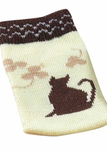 Nakışlı Örgü Bohem Tarzı Kahverengi Kedi Giysisi çorap - Görsel 4
