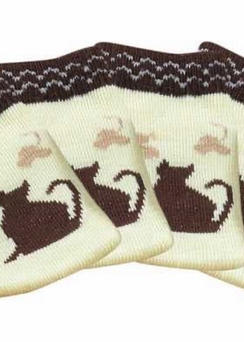 Nakışlı Örgü Bohem Tarzı Kahverengi Kedi Giysisi çorap - Görsel 6