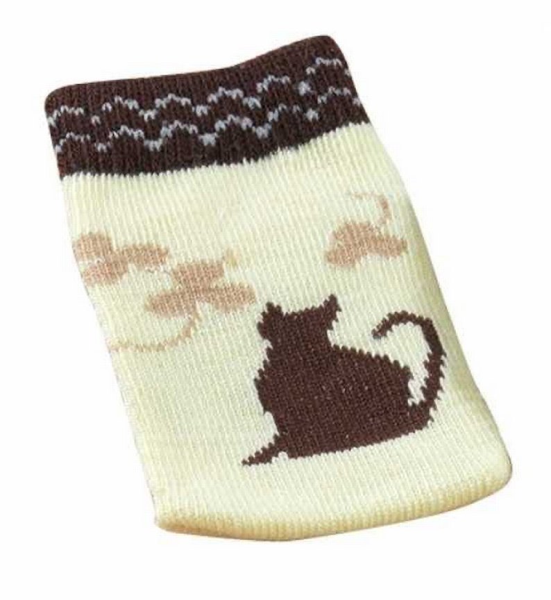 Nakışlı Örgü Bohem Tarzı Kahverengi Kedi Giysisi çorap - Görsel 4