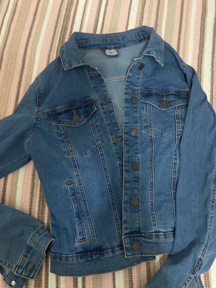 Düğmeli Mavi Kadın Denim Ceket - Görsel 2