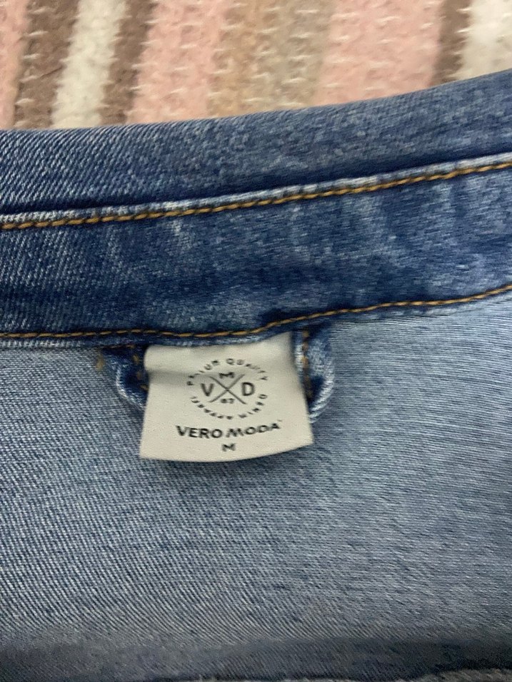 Düğmeli Mavi Kadın Denim Ceket - Görsel 4