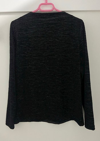 Siyah Desenli Uzun Kollu Örme Kadın Kazak - Görsel 5