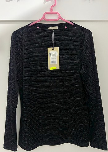 Siyah Desenli Uzun Kollu Örme Kadın Kazak - Görsel 3