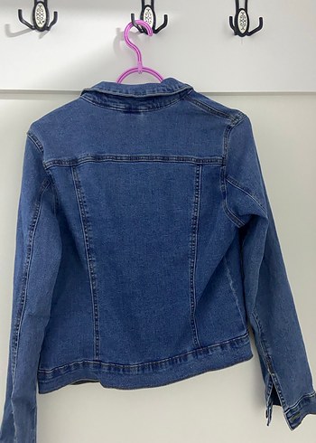 Düğmeli Mavi Kadın Kot Ceket - Görsel 5