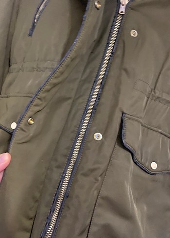 Haki Kürklü Kadın Kış Montu - Görsel 4