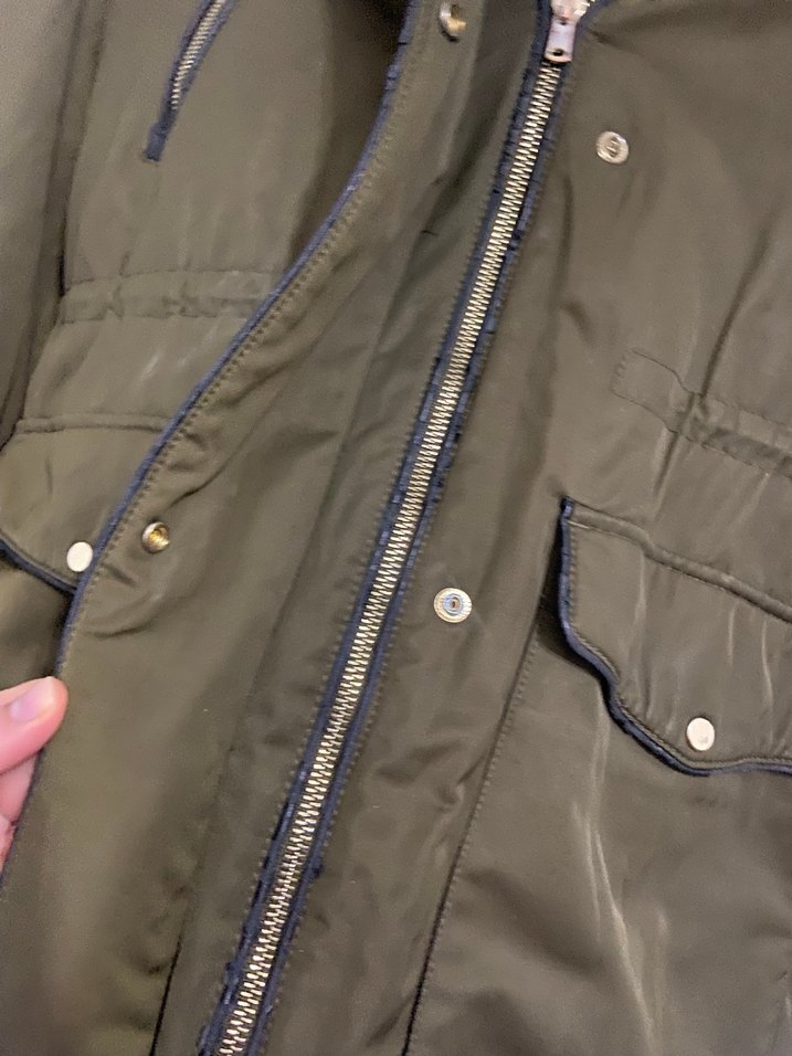 Haki Kürklü Kadın Kış Montu - Görsel 4